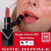 Rouge  lvres Rose Pche 104 Soie Royale BIO Cure Soyeuse by PuroBio