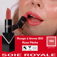 Rouge à lèvres Rose Pêche 104 Soie Royale BIO Cure Soyeuse by PuroBio