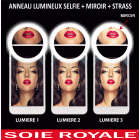 Anneau Lumineux Selfie avec Miroir en Strass Cristal Argent